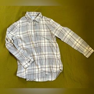 Old Navy Plaid Flannel Chest-Pocket Shirt, Size S, Grey